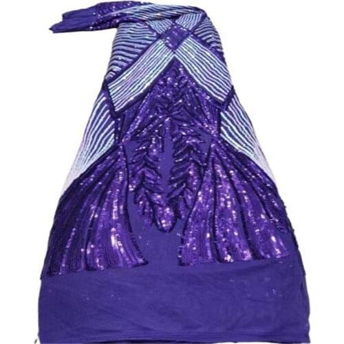 African Lace Fabric 2021 High Quality French Sequins Net Embroidery Nigerian Tulle Lace Material 5 Yards For Wedding Dresses