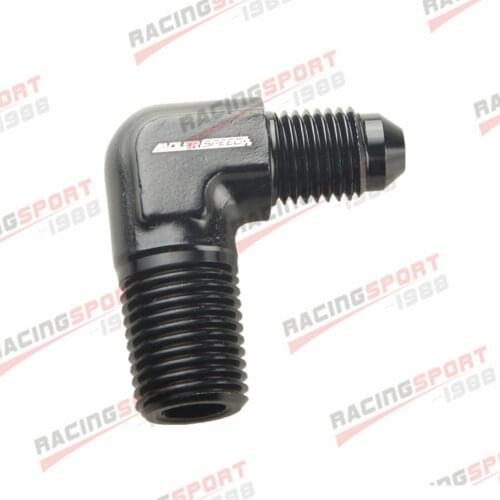 AN4 4AN AN-4 To 1/4" NPT 90 Degree Male Aluminum Fitting Adapter Black
