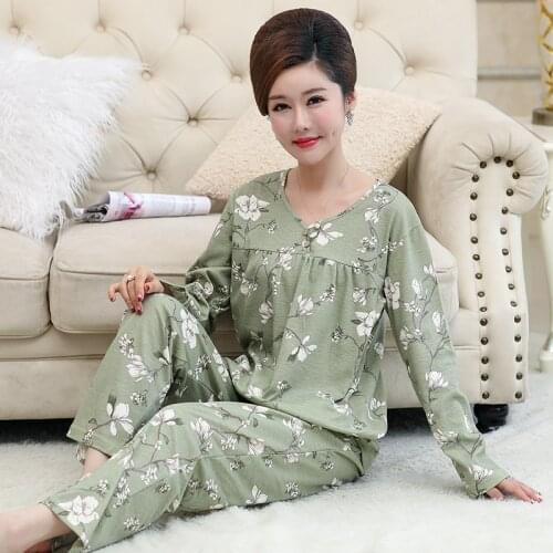 Plus Size M-4XL Pijama Mujer Long Sleeve Pajamas Set Autumn Cotton Women Pyjamas Casual Print Loose Sweet Female Sleepwear Suit