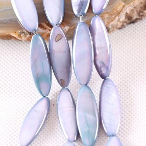 BUYERSHOME Hot Jewelry For Making Necklace Earrings Bracelet 10X30MM Blue Mother Of Pearl Shell Loose Beads String15" O100