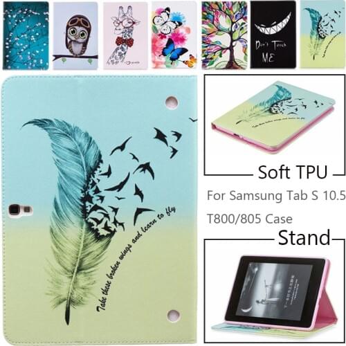 Case for Samsung Galaxy Tab S T800 T805 10.5 inch, Fashion Owl Tree Painted Flip PU Leather Cover for Galaxy SM-T800 T805 Tablet