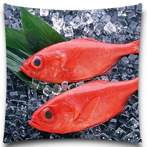 Two red fish Cotton Polyester Pillow Case For office/bedroom/chair seat cushion 18x18 inches Decorative 9 style
