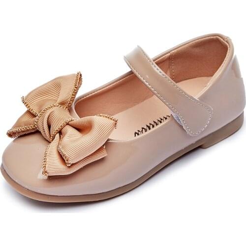 Childrens Casual Flats British Style Girl Single Shoes Lolita Soft Bottom Princess Leather Shoes Princess Shoes Bow-knot Cute