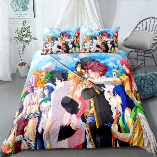 Anime Fairy Tail Home Textile Pillow Case 3D Bed Linen Duvet Covers Kids Comforter Bedding Sets Bed Set Home Decor Bedding