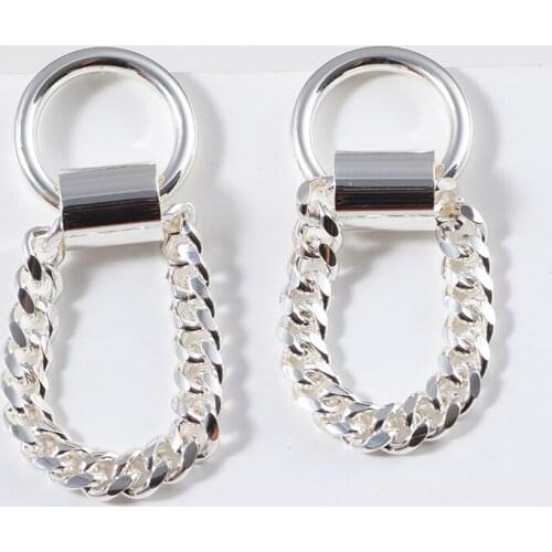 European and American fashion creative design metal wind gold-plated circle chain girl high-quality texture earrings earrings