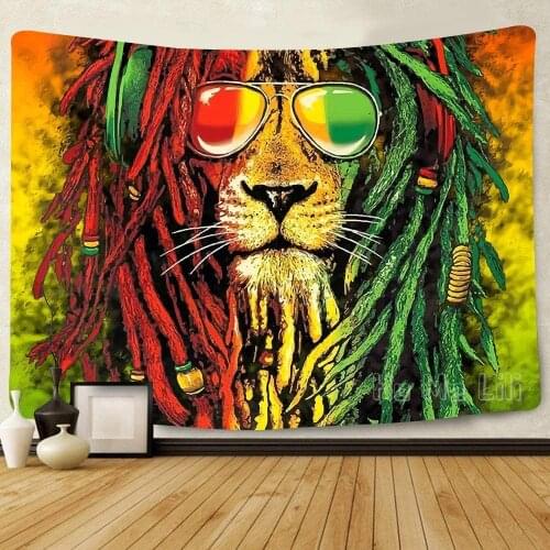 Rasta Rastafarian Tapestry Lion Head Bob Wall Hanging Backdrop For Living Room Bedroom Dorm Psychedelic Decor