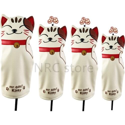 NRC Golf Club Headcovers Driver Fairway Wood Hybrid Covers Set Lucky Kitty Cartoon Animal Mallet Putter Wholesale