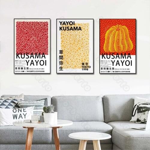 Modern Style Canvas Painting Poster Print Japanese Artist Yayoi Kusama Abstract Workpiece for Home Rooms Gallery Wall Decoration