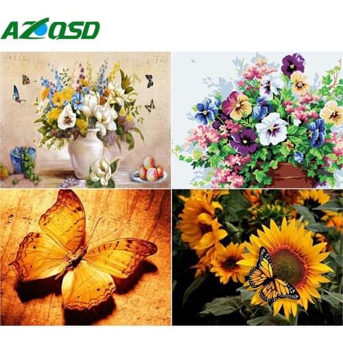 AZQSD Paint By Numbers Butterfly Drawing On Canvas Wall Art Pictures By Numbers Animal Handpainted Painting Art Handmade Gift