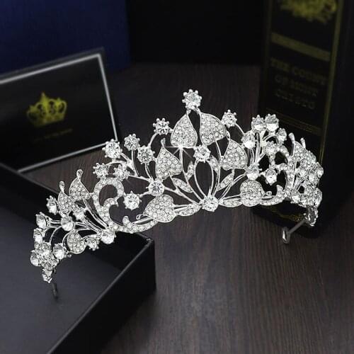 Korean bride crown tiaras headdress rhinestone princess birthday crown for women wedding hair accessories