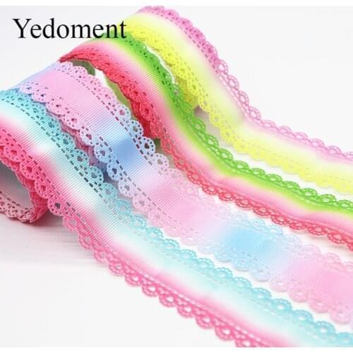 10 Yards Hollow Lace Grosgrain Ribbon Printed Ribbon 30MM For Hair Bows DIY Crafts Handmade Accessories M19060403