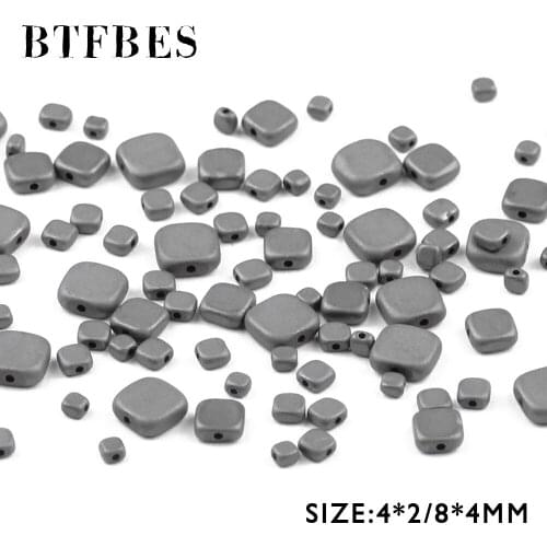 BTFBES Matte Square Natural Black Hematite Stone Beads Loose Beads Provide 3/4/6/8mm For Jewelry Making Bracelet Accessories DIY