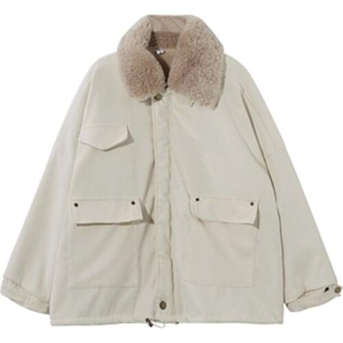 2021 New Winter Womens Parkas Loose Oversize Work Clothes Trendy Vintage Female Cotton Coats Lady Thick Warm Jackets Overcoats