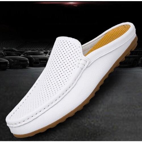 New Casual Loafers Shoes Men Outdoor Fashion Lazy Shoes Male Breathable Half Shoes For Men Slip On Light Anti-Slip Walking Flats