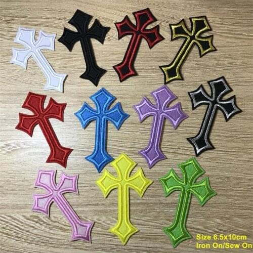 New arrival 10 pcs cross Jesus Embroidered patches iron on cartoon Motif Applique embroidery accessory