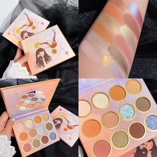 Nude Matte Shimmer Eyeshadow Palette 12 Color Glitter Shimmer Metallic Eyeshadow Pallete Waterproof Pigmented Eyeshadow Cosmetic