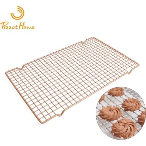 PizzAtHome 16.3 inch Cooling Rack Carbon Steel Baking Rack Non-Stick Bold-Grid Rectangle Wire Rack Oven Baking Biscuit Pan