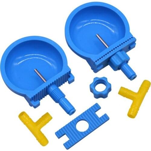 Rabbit Nipple Drinker Livestock Feeding Fountains Blue Round Bowl Style Farm Animal Supplies Cages Accessories 1 Pcs