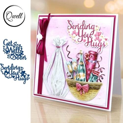 QWELL Word Get Well Soon Sending You Hugs Metal Cutting Dies for Scrapbooking and Card Making Paper Embossing Craft New 2019