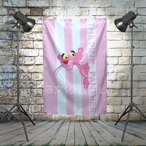 THE PINK PANTHER Large Rock Flag Banners Four-Hole Wall Hanging Painting Bedroom Studio Party Music Festival Background Decor