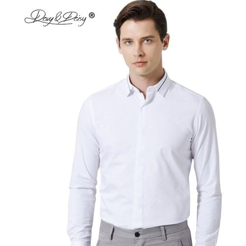 DAVYDAISY 2019 New Arrival Spring Men Shirt Long Sleeve Shirts Covered Button Print Neck Formal Work Causal Shirts DS322