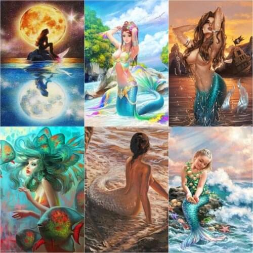 Uone New Diamond Painting DIY Cross Stitch Cfatoon Mermaid Embroidery Rhinestone Kids Adult Home Office Decoration Mystery Gift