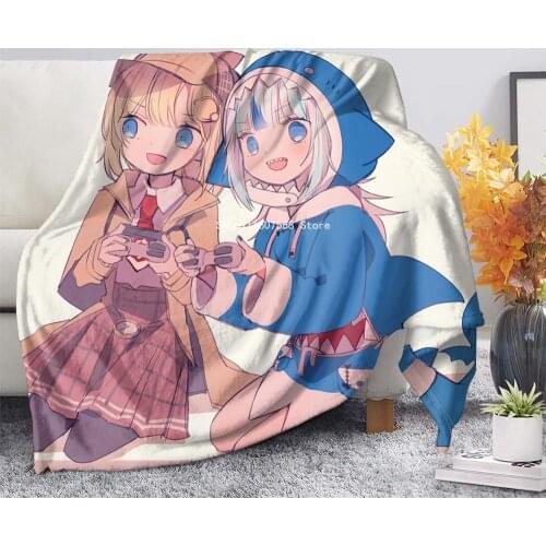 Upetstory Anime Hololive EN Gawr Gura Ninomae Inanis Print Soft Sofa Throw 3d Blankets for Adults Fleece Plush Couch Bed Blanket