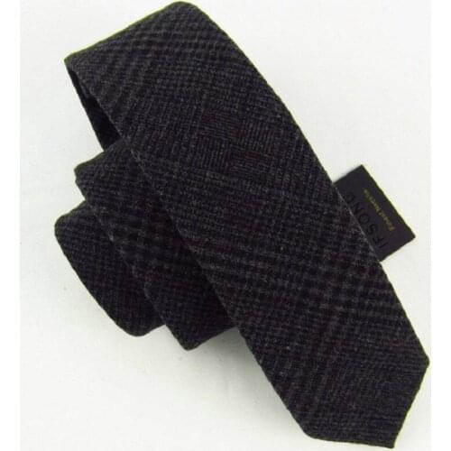 High Quality 2019 New Designers Brands Fashion Business Casual 6cm Slim Ties for Men Wool Black Cool Necktie Work with Gift Box