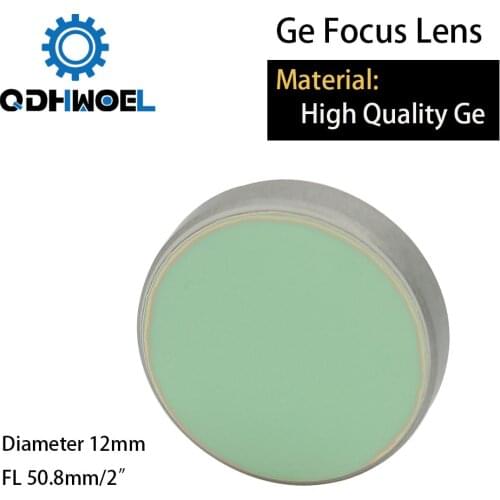 High Quality Ge Focusing Lens for CO2 Laser Engraving Cutting Machine DIa. 12mm Focal 50.8mm 2" Free Shipping