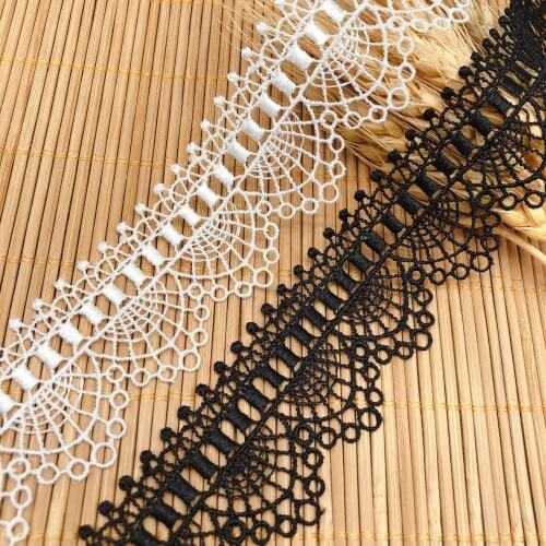 1Yard High Quality White Black Lace Trim Wedding Dress Applique Embroidery Lace Fabric 3.8cm Ribbon Sewing Supplies dentelle LA6