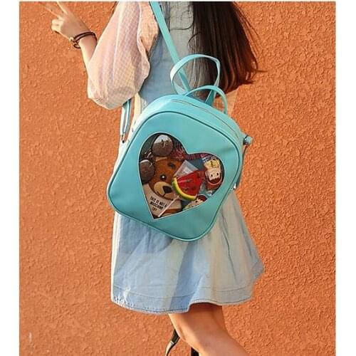 10 pcs fedex DIY Cute Transparent Love Heart Shape Backpacks Harajuku Schoolbags Backpacks For Teenage