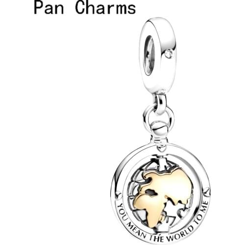 2021 New 925 Silver Color Spinning World Dangle Charm Travel Beads Fit Original Pandora Bracelet Necklace Fashion Jewelry Making