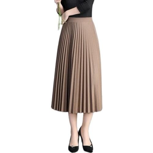 2021 Pleated Skirt Summer Hot Selling Women Solid Color Fashion Ladies' Mid-calf Chiffon Skirt