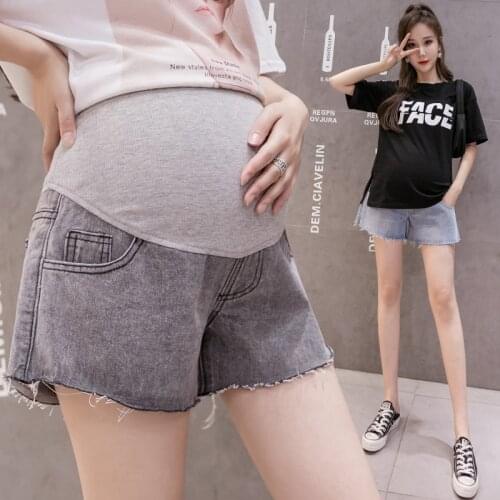 2021 Maternity Jeans Shorts Clothes Short Pants for Pregnant Women Clothing Pregnancy Clothing High Waist Denim Trousers