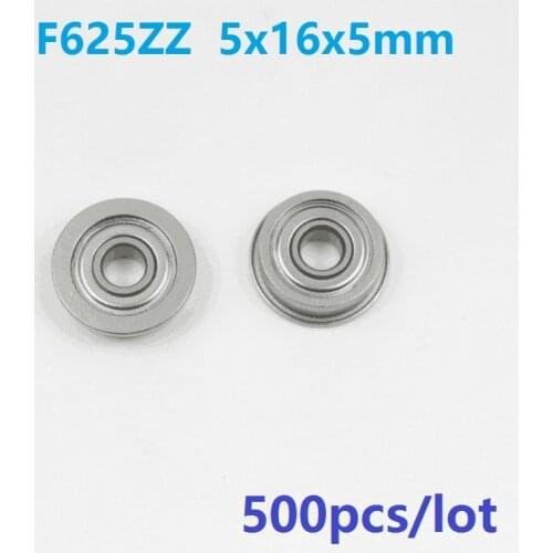500pcs/lot F625ZZ F625Z F625 Z ZZ F625-ZZ 5x16x5 mm Miniature flange deep groove Ball Bearing 5*16*5mm metal shielded