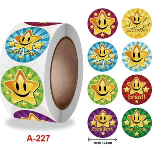 500pcs/Roll Children Reward Stickers Creative School Supplies Reward Cute Star Sticker 2.5cm Circle Kids Toy Stickers Kids Gifts