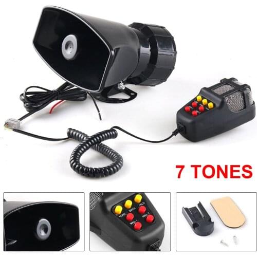 7 Sound Talking Siren Speaker Horn 12V 100W 120-150dB Alarm Horn with 7 tone call Car Warning Alarm Motorcycle Alarm Loudspeaker