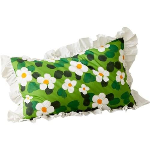 74x48cm lovely floral pillow case single cotton bedding pillowcase lace frill flowers printed pillow cover