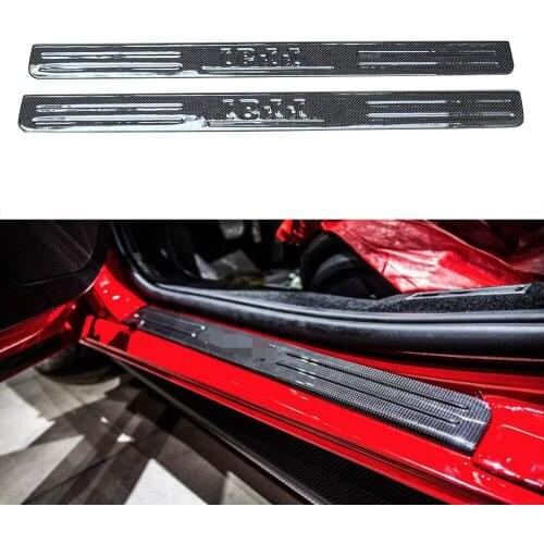 For Ferrari 488 GTB Spider Carbon Fiber Car Accessories Door Sill Scuff Welcome Pedal Protect Car Interior Cover