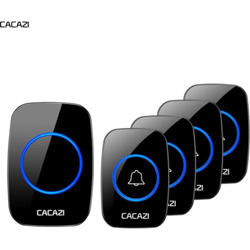 CACAZI Wireless Intelligent Waterproof Doorbell 300M Range LED Night Light Home Call bell US EU UK Plug 3 4 5 Button 1 Receiver