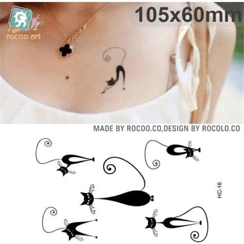 Body Art waterproof temporary tattoos for lady women sexy 3d black cat design flash tattoo sticker Free Shipping HC1016