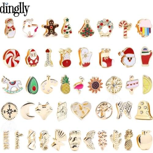 Dinglly 5Pcs Golden Fruit Heart Charm Fit 10mm Bracelet For Women Life Tree Christmas Beads Fit Belt Bangle Accessories Beaded