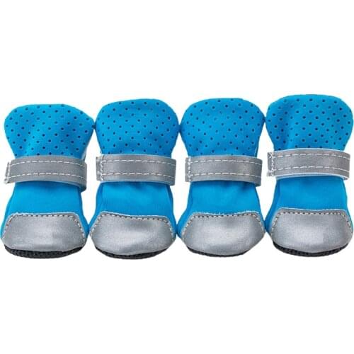 Breathable Waterproof Dog Cat Shoes Summer Soft Bottom Puppy Socks Reflective Anti-Slip Rain Pet Boots Paw Protecters