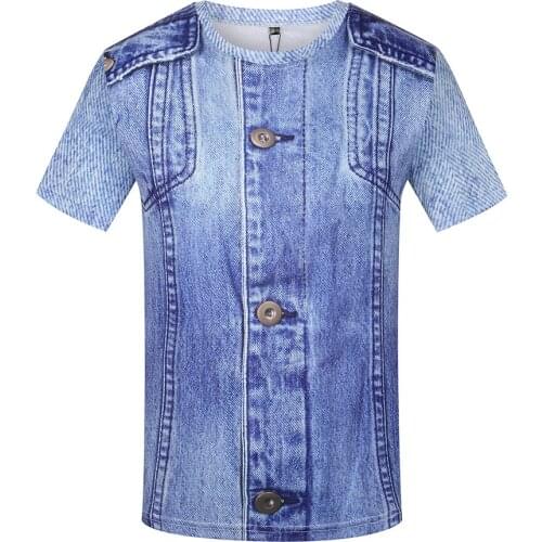 Jeans T-shirt Men/women Fake T Shirt Funny T Shirts Hip Hop Tee Cool 3d Shirt 2018 New Summer Mens Clothing Hipster Tops