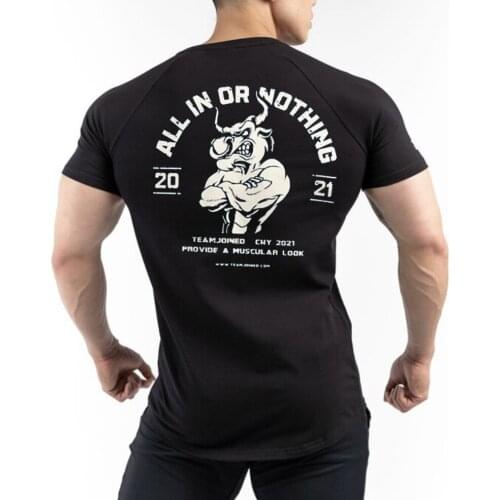 2021 Mens cotton T Shirt slim fit Bodybuilding Clothing O neck Short sleeve Men Fashion size T-shirts Casual For Male tops