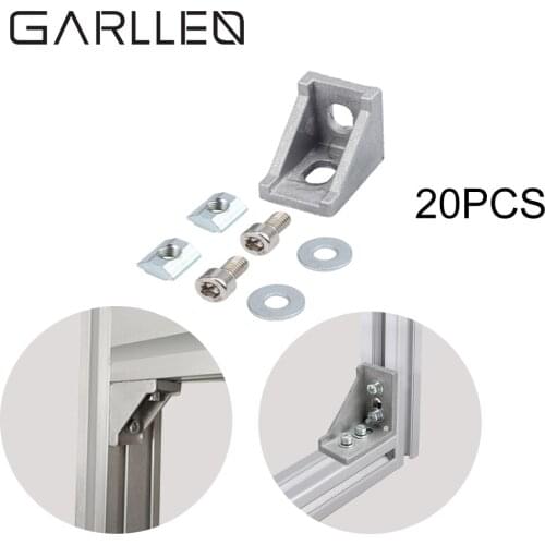 GARLLEN 20pcs 2020 Aluminum Angle Connectors Wall Bracket Fastener Corner Fitting Furniture Hardware Set For Simple Connection