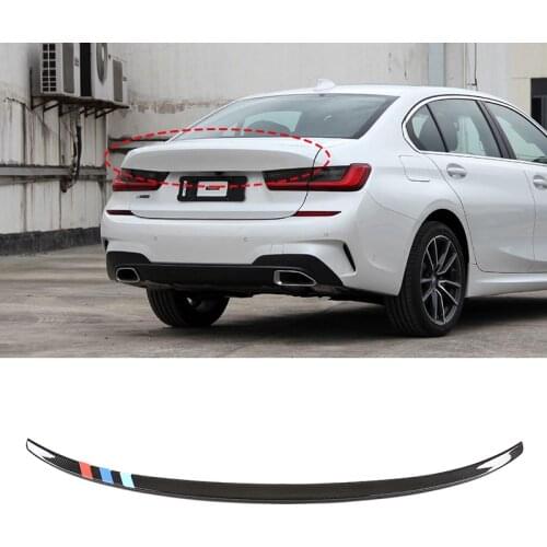 ABS Glossy Black Carbon Fiber Car Rear Spoiler Wing Trim For BMW 3 Series G20 G28 2020 Accessories