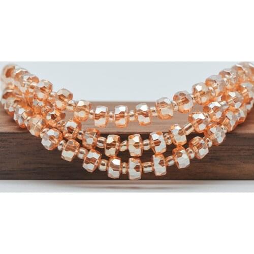 Faceted Crystal Rondelle Glass Coin Spacer Beads 6x4mm, Sparkly Gold Champagne (TS90-8)