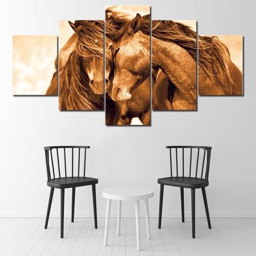Pictures Painting Wall Art Modular Poster Framework 5 Panel Red Horse Animal Modern Canvas Living Room HD Home Decor Printed