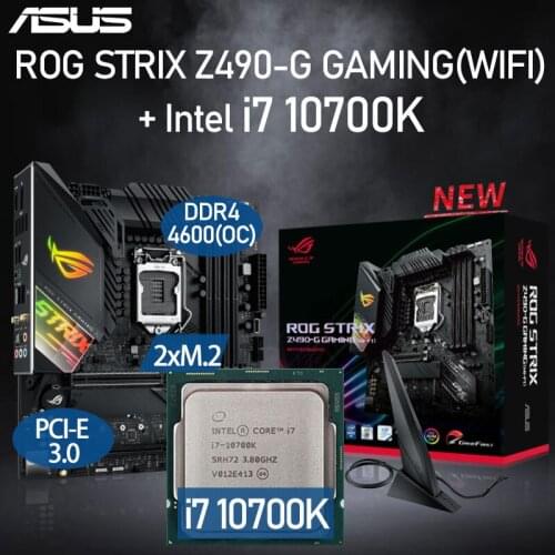 LGA1200 Asus ROG STRIX Z490-G GAMING (WI-FI) Motherboard Set+ Intel Core i7 10700K Combo DDR4 128GB M.2 Intel Z490 Placa-Mãe Kit